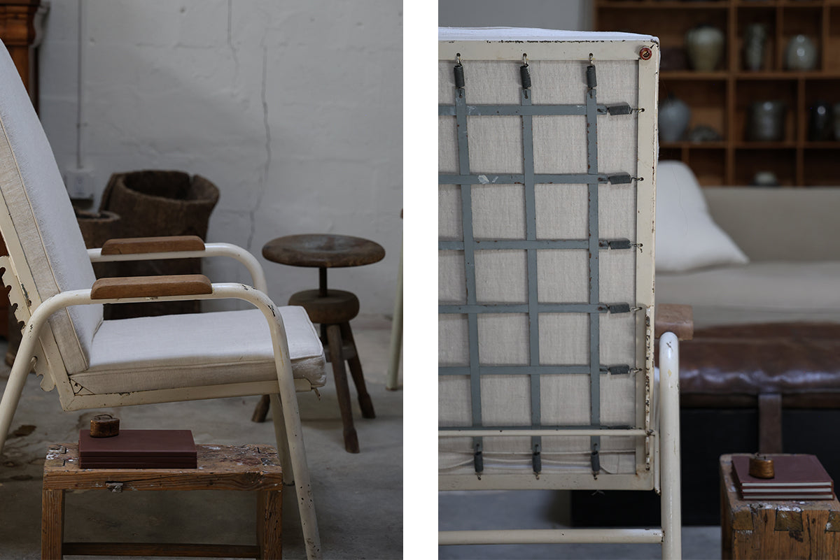 PAIR OF JEAN PROUVE & JULES LELEU “MARTEL DE JANVILLE” ADJUSTABLE ARMCHAIRS