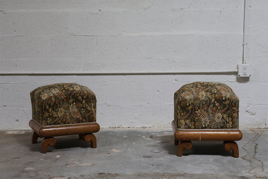 PAIR OF CHINOISERIE GARDEN SILK STOOLS