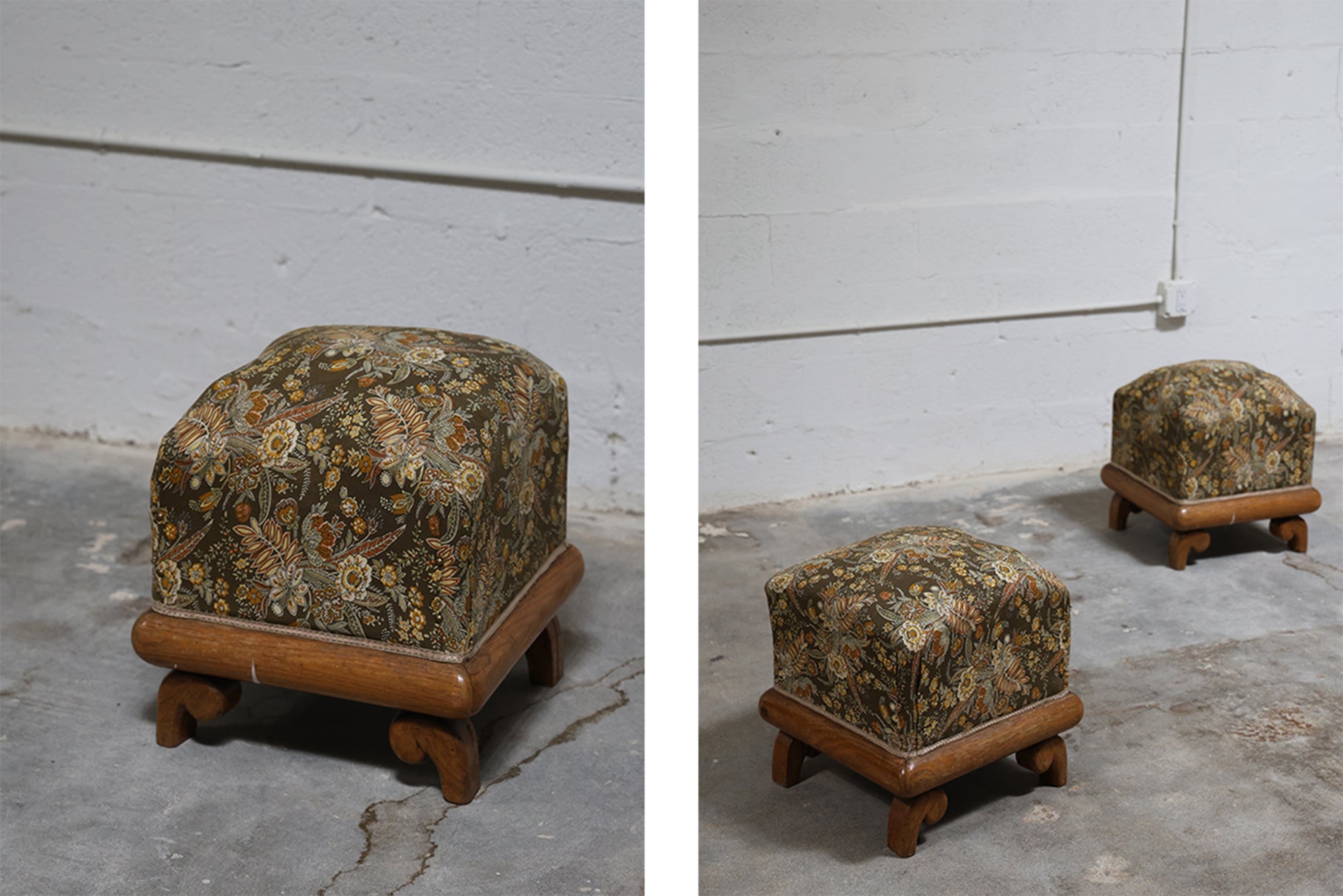 PAIR OF CHINOISERIE GARDEN SILK STOOLS