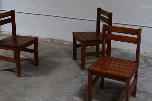 SET OF FOUR SLATTED DINING CHAIRS