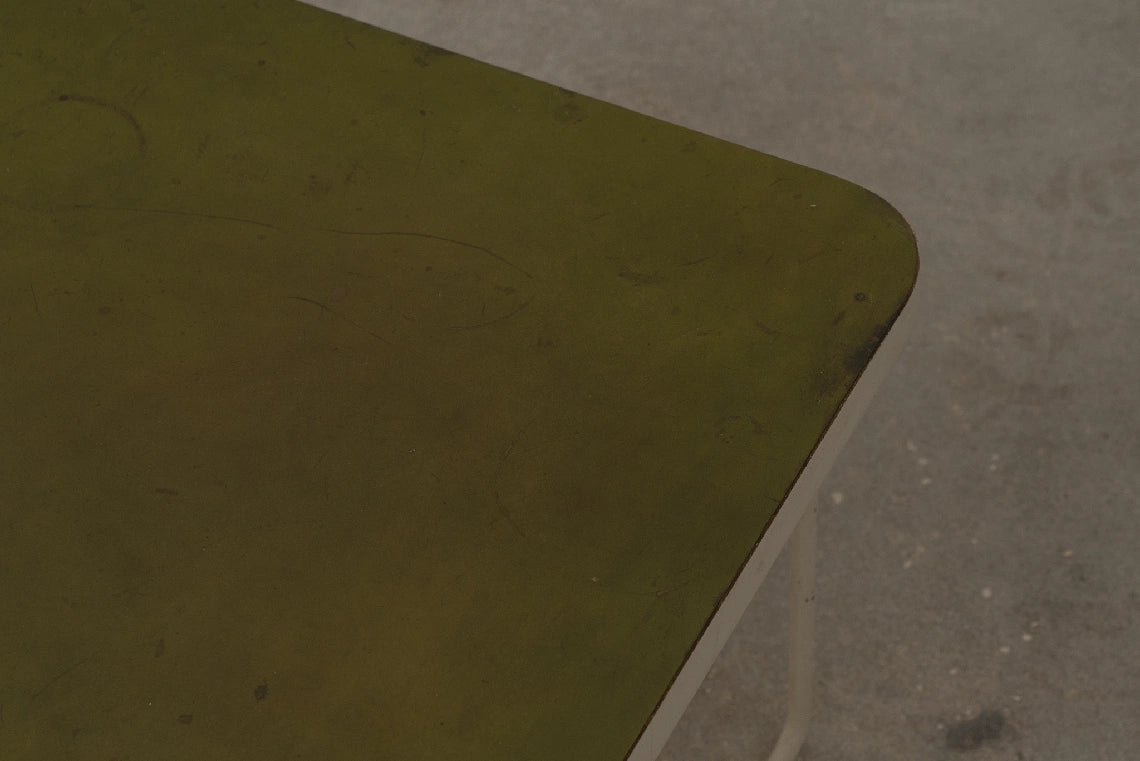 GREEN LEATHER SIDETABLE