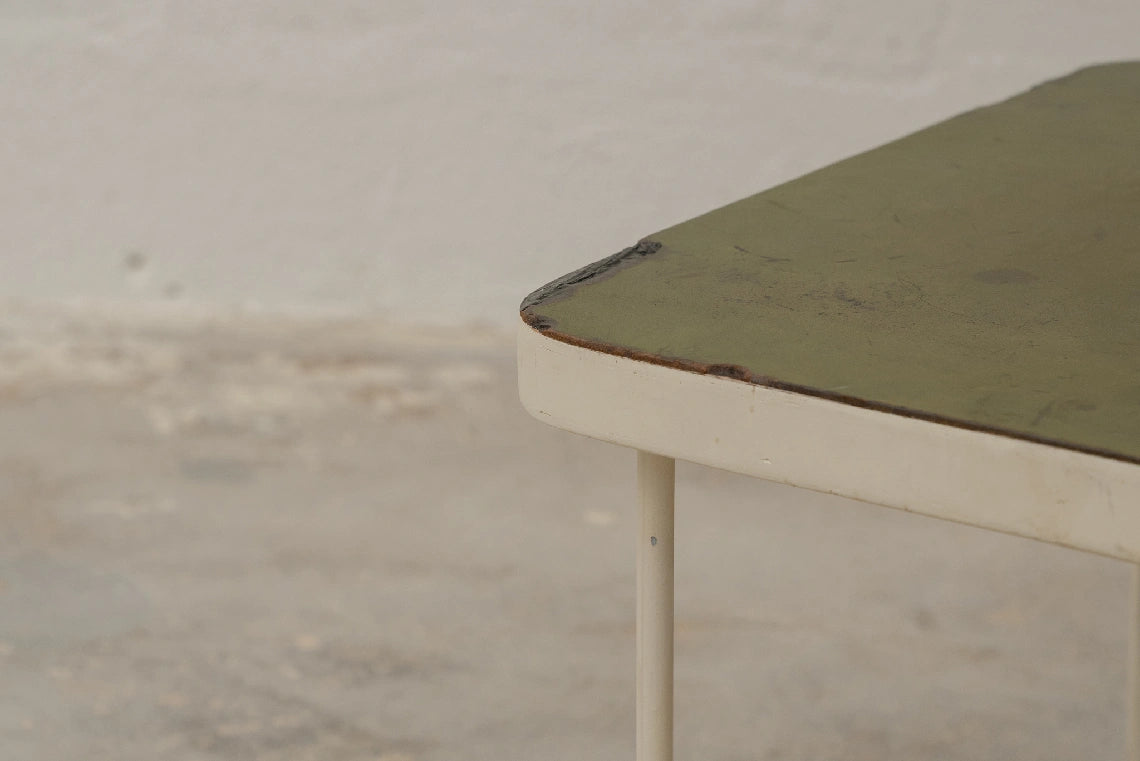 GREEN LEATHER SIDETABLE