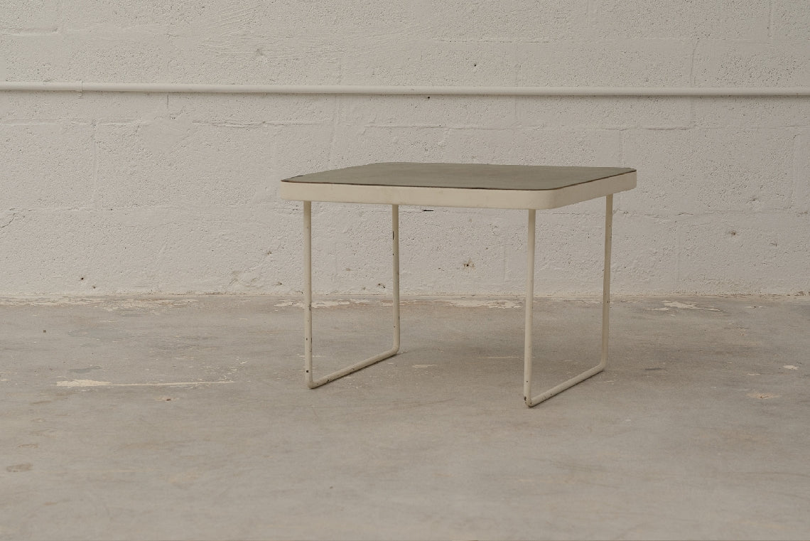 GREEN LEATHER SIDETABLE