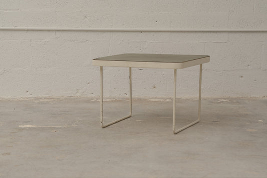 GREEN LEATHER SIDETABLE