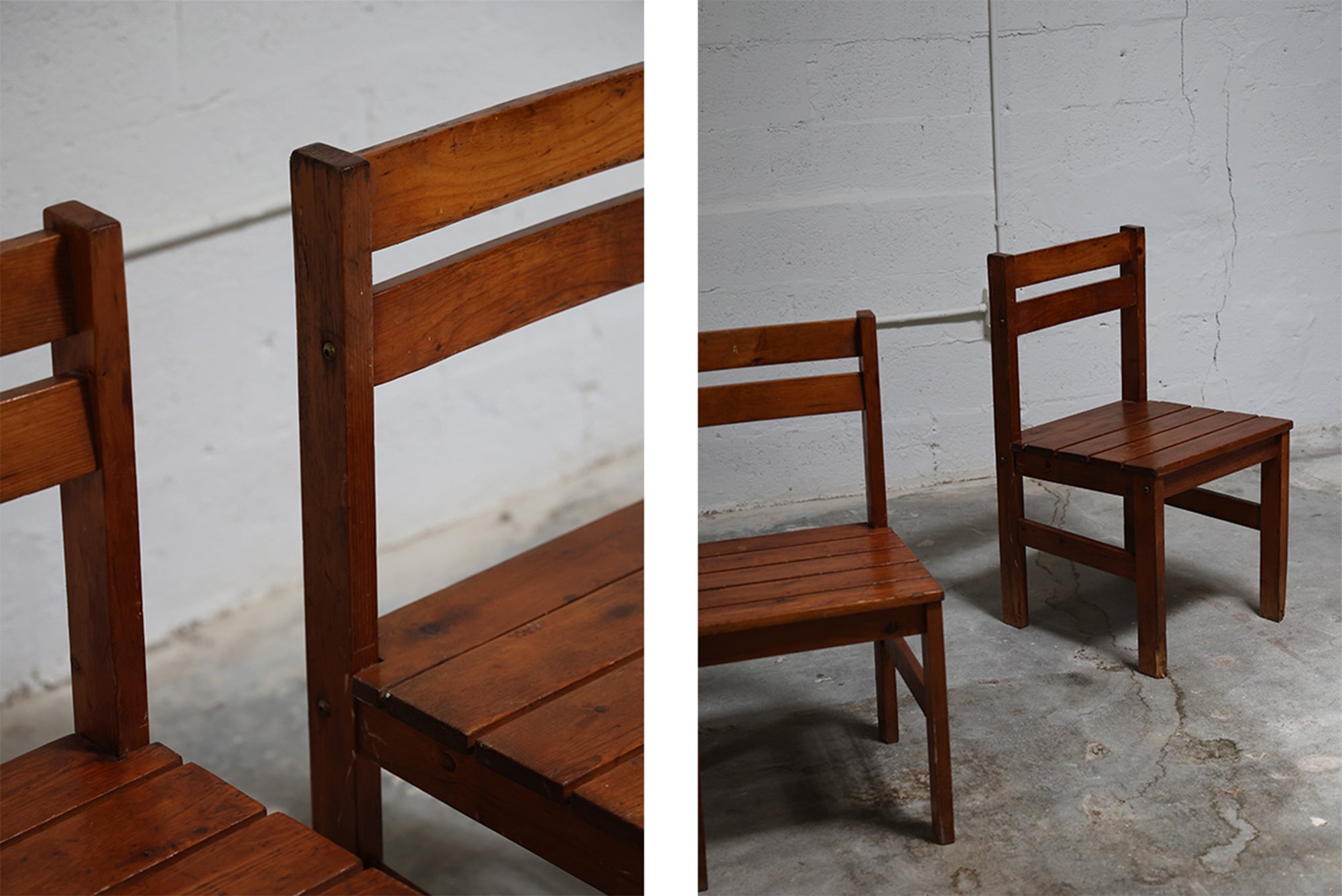 SET OF FOUR SLATTED DINING CHAIRS