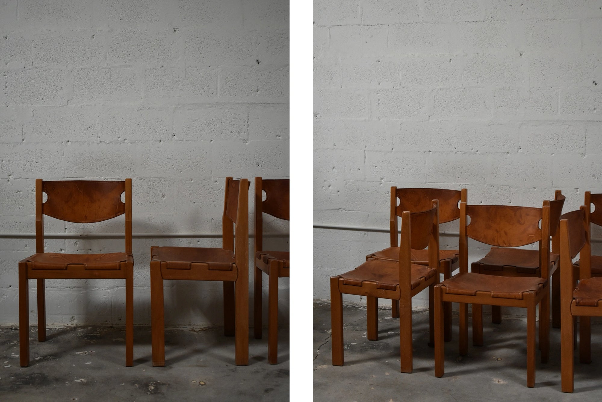 SET OF SIX LEATHER DINING CHAIRS
