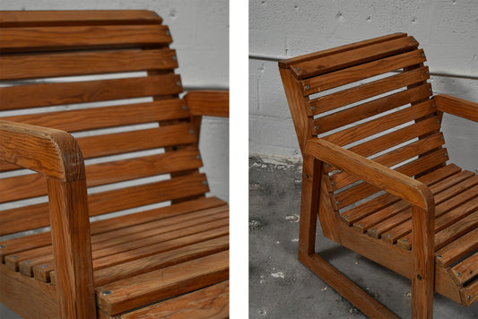 PAIR OF SLAT LOUNGE CHAIRS