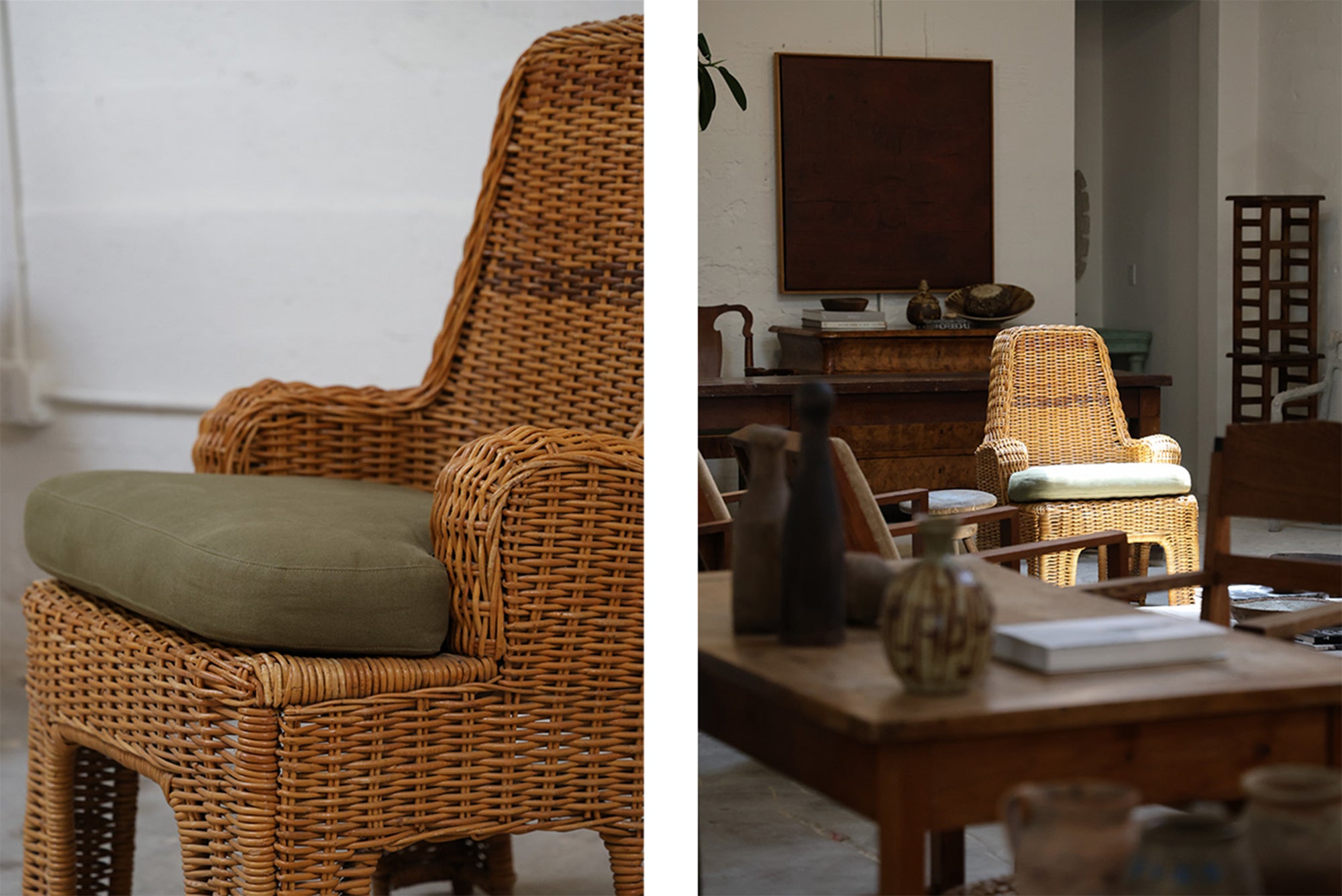 PAIR OF WICKER CHAIRS