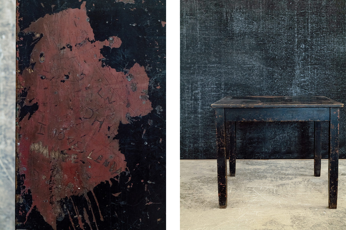 WOODEN TABLE PAINTED BLACK