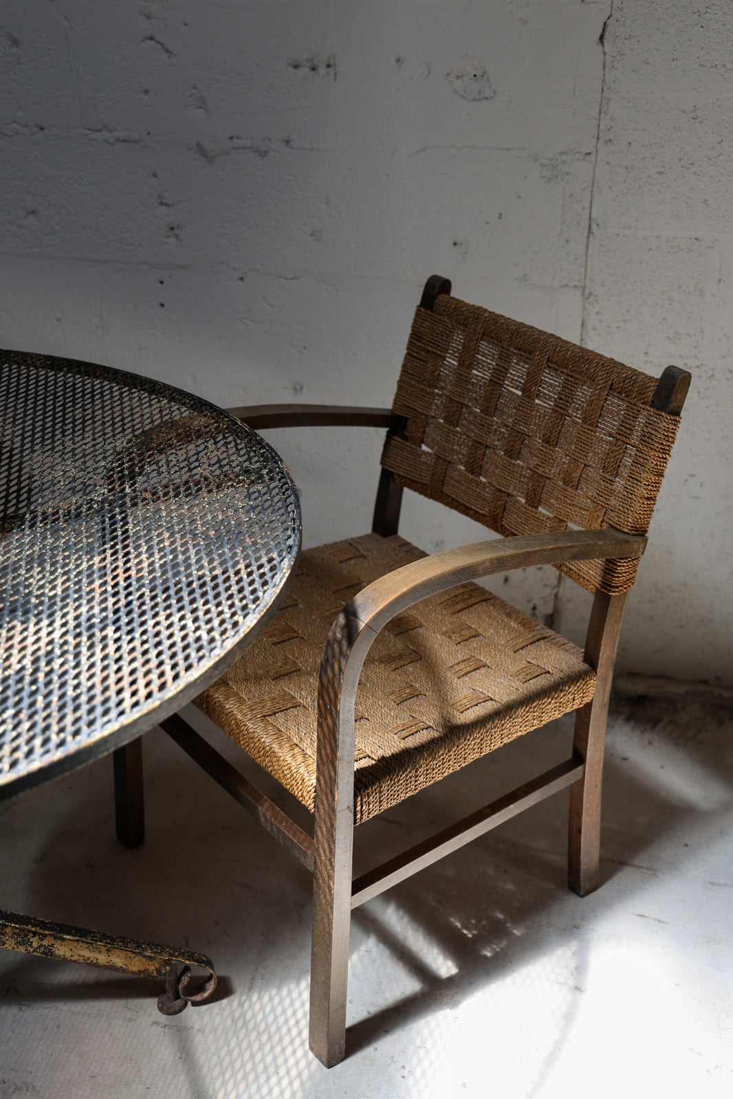 PAIR OF BENTWOOD & RUSH ARMCHAIRS, FRANCE 1950'S