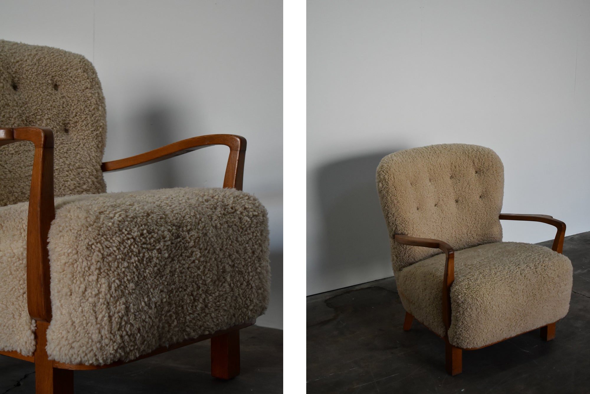SHEEPSKIN WOODEN ARMCHAIRS