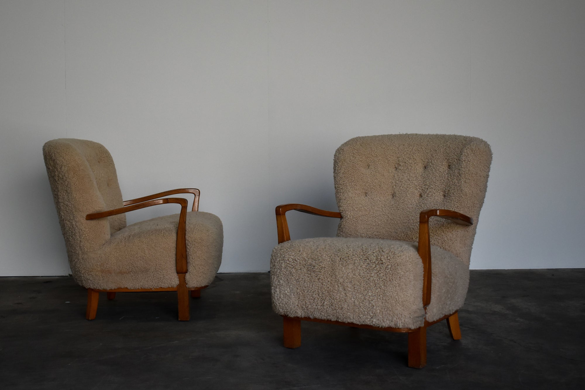 SHEEPSKIN WOODEN ARMCHAIRS