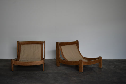 PAIR OF LEATHER SLING CHAIRS